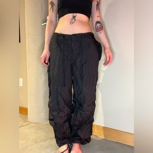 Motel Rocks Black Parachute Pants
